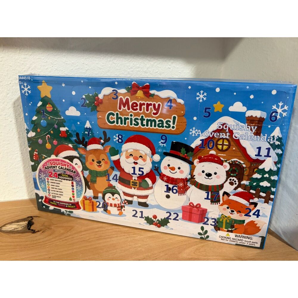 Merry Christmas Squishy Advent Calendar 24 Surprises Set Holiday Countdown NIB